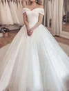 Ball Gown/Princess Off-the-shoulder Tulle Court Train Wedding Dresses With Beading #UKM00023712