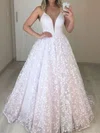 Ball Gown/Princess V-neck Lace Sweep Train Wedding Dresses #UKM00023719