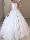 Ball Gown/Princess Illusion Lace Floor-length Wedding Dresses With Beading #UKM00023721