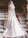 Satin Scoop Neck Ball Gown Sweep Train Bow Wedding Dresses #UKM00023727
