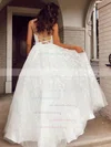 Tulle V-neck Princess Floor-length Appliques Lace Wedding Dresses #UKM00023731