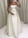 Ball Gown/Princess Straight Satin Floor-length Wedding Dresses With Bow #UKM00023732