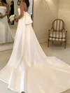 Ball Gown/Princess Straight Satin Court Train Wedding Dresses With Bow #UKM00023734