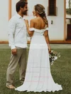 Silk-like Satin Off-the-shoulder A-line Sweep Train Split Front Wedding Dresses #UKM00023735