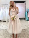 Ball Gown Illusion Tulle Ankle-length Wedding Dresses With Sashes / Ribbons #UKM00023736