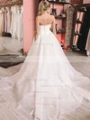 Organza Strapless Ball Gown Sweep Train Ruffles Wedding Dresses #UKM00023740