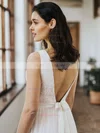 Tulle V-neck A-line Floor-length Sashes / Ribbons Wedding Dresses #UKM00023749