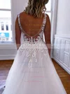 Tulle V-neck Ball Gown Sweep Train Appliques Lace Wedding Dresses #UKM00023761