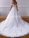 Tulle Off-the-shoulder Princess Court Train Appliques Lace Wedding Dresses #UKM00023764