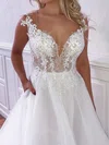 Ball Gown/Princess V-neck Tulle Court Train Wedding Dresses With Pockets #UKM00023778