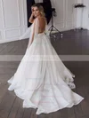 Organza V-neck Ball Gown Sweep Train Ruffles Wedding Dresses #UKM00023785