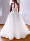 Ball Gown High Neck Organza Court Train Wedding Dresses With Pockets #UKM00023786