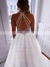 Organza High Neck Ball Gown Court Train Beading Wedding Dresses #UKM00023786