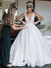 Glitter V-neck Ball Gown Court Train Beading Wedding Dresses #UKM00023806