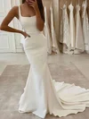 Stretch Crepe Square Neckline Trumpet/Mermaid Sweep Train Wedding Dresses #UKM00023808