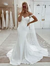 Silk-like Satin Sweetheart Trumpet/Mermaid Court Train Appliques Lace Wedding Dresses #UKM00023818