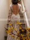 Lace High Neck Trumpet/Mermaid Court Train Wedding Dresses #UKM00023826