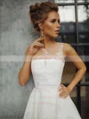 Tulle Scoop Neck A-line Tea-length Sashes / Ribbons Wedding Dresses #UKM00023851