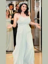 Chiffon V-neck A-line Floor-length Ruffles Bridesmaid Dresses #UKM01013788