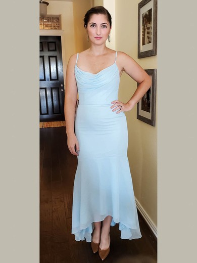 Chiffon Cowl Neck A-line Asymmetrical Bridesmaid Dresses #UKM01013792