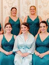 Silk-like Satin V-neck A-line Floor-length Beading Bridesmaid Dresses #UKM01013810