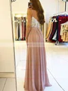 A-line V-neck Chiffon Floor-length Appliques Lace Prom Dresses #UKM020106471