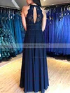 Chiffon Scoop Neck A-line Floor-length Lace Prom Dresses #UKM020106800