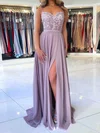 A-line Sweetheart Chiffon Prom Dresses With Appliques #UKM020106902
