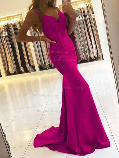 Trumpet Mermaid Fuchsia V Neck Backless Prom Dress Trumpet Mermaid Fuchsia V Neck Backless Prom Dress