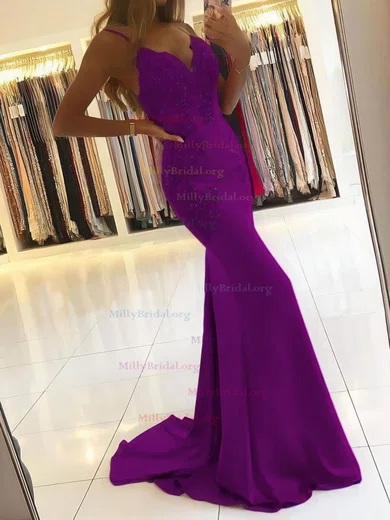 Grape Purple Satin V Neck Backless Long Prom Dress Grape Purple Satin V Neck Backless Long Prom Dress