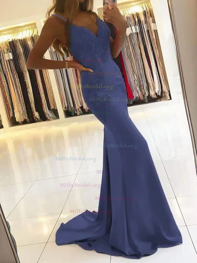 Beading Trumpet Mermaid High Neck Satin Mint Prom Dress Beading Trumpet Mermaid High Neck Satin Mint Prom Dress