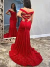 Lace Off-the-shoulder Trumpet/Mermaid Sweep Train Prom Dresses #UKM020106648