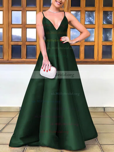 Dark green v neck prom sale dress