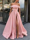 Ball Gown/Princess Floor-length Off-the-shoulder Satin Sashes / Ribbons Prom Dresses #UKM020106951