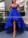 Satin Strapless A-line Asymmetrical Pockets Prom Dresses #UKM020106964