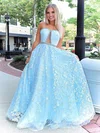 Tulle Strapless Ball Gown Sweep Train Beading Prom Dresses #UKM020106986