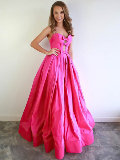 Satin Sweetheart Ball Gown Floor-length Bow Prom Dresses #UKM020107030