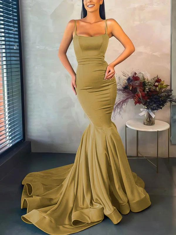 Mermaid Square Neck Stretch Crepe Prom Dresses #UKM020107045