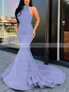 Trumpet/Mermaid Halter Jersey Court Train Cascading Ruffles Prom Dresses #UKM020107051