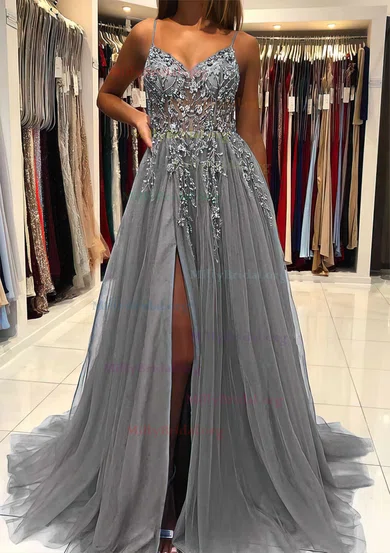 Silver grey hot sale evening gown