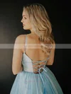 Glitter V-neck Ball Gown Sweep Train Beading Prom Dresses #UKM020107080