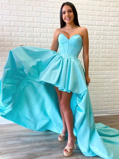 Silk-like Satin Strapless A-line Asymmetrical Prom Dresses #UKM020107083