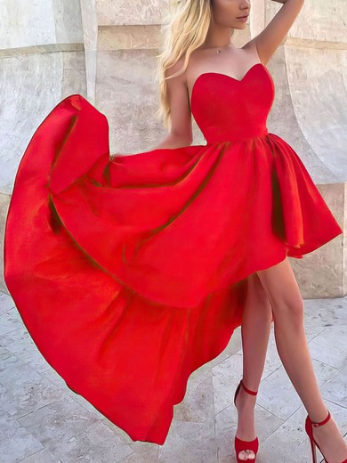 Ball Gown/Princess Asymmetrical Sweetheart Satin High Low Prom Dresses #UKM020107147