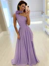 A-line Floor-length Halter Chiffon Ruffles Prom Dresses #UKM020107175