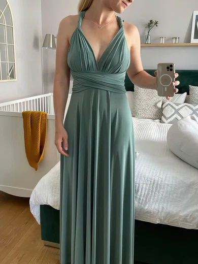 Silk-like Satin One Shoulder A-line Floor-length Ruffles Bridesmaid Dresses #UKM01013824