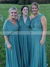 Silk-like Satin One Shoulder A-line Floor-length Ruffles Bridesmaid Dresses #UKM01013824