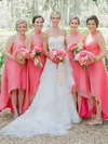 Tulle Halter A-line Asymmetrical Bridesmaid Dresses #UKM01013846