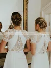 Silk-like Satin Scoop Neck A-line Asymmetrical Appliques Lace Bridesmaid Dresses #UKM01013859