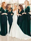 Velvet V-neck A-line Floor-length Bridesmaid Dresses #UKM01013919
