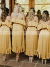 Silk-like Satin V-neck A-line Asymmetrical Sashes / Ribbons Bridesmaid Dresses #UKM01013923